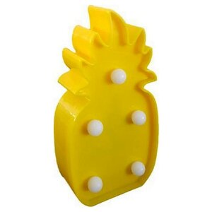 Mini LED Ananas lampje met 5 led lampjes - Geel - Kunststof - 6.5 x 2.5 x 12 cm