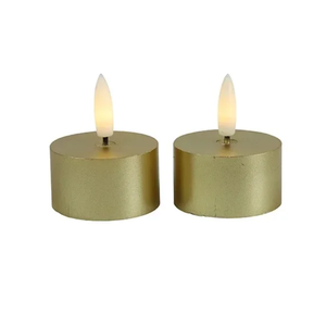 Set of 2 Countryfield Tealights with LED Lyon - Gold - 4 cm