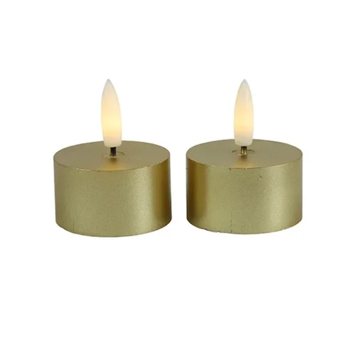 Ensemble de 2 Countryfield Tealights avec LED Lyon - Gold - 4 cm