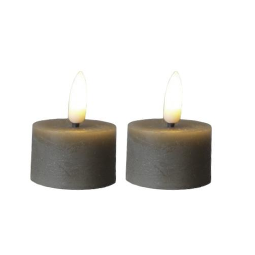 Ensemble de 2 Countryfield Tealights avec LED Lyon - Gray - 4 cm