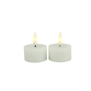 Set of 2 Countryfield Tealights with LED Lyon - White - 4 cm
