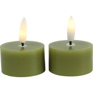 Ensemble de 2 Countryfield Tealights avec LED Lyon - vert clair - 4 cm