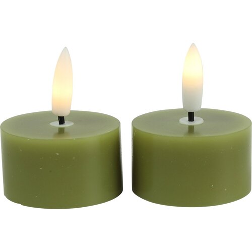 Set of 2 Countryfield Tealights with LED Lyon - Light green - 4 cm