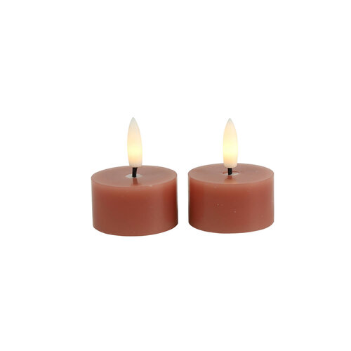 Set of 2 Countryfield Tealights with LED Lyon - Pink - 4 cm