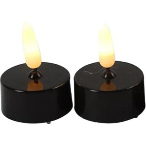 Set von 2 Countyrfield Teelights mit LED -Eleganz - Schwarz - 4 cm