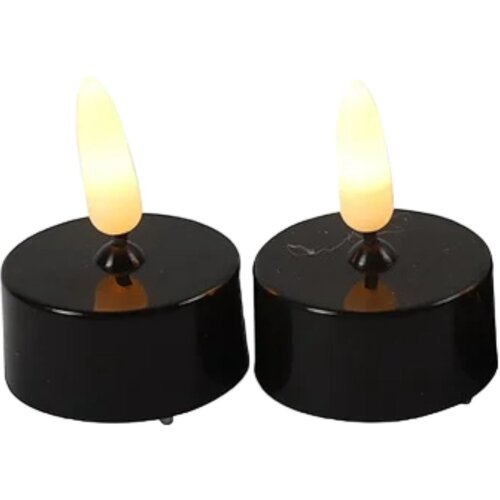 Set of 2 Countyrfield Tealights With LED Elegance - Black - 4 cm