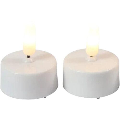 Set of 2 Countryfield Tealights With LED Elegance - White - 4 cm