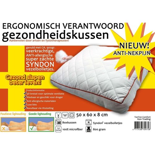 Set of 2 ergonomic pillows 50 x 60 x 8 cm