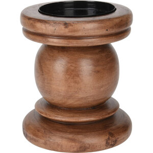 Wood candlestick 13 x 14 cm - Brown