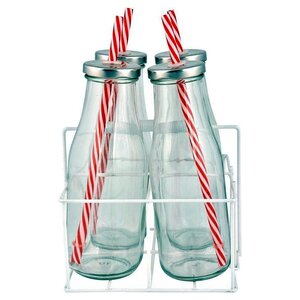 Bottles in crate with straw - 4 pieces