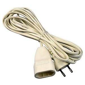 Eg euro extension cord 5 meters, 2 x 0.75mm2 without grounding | White