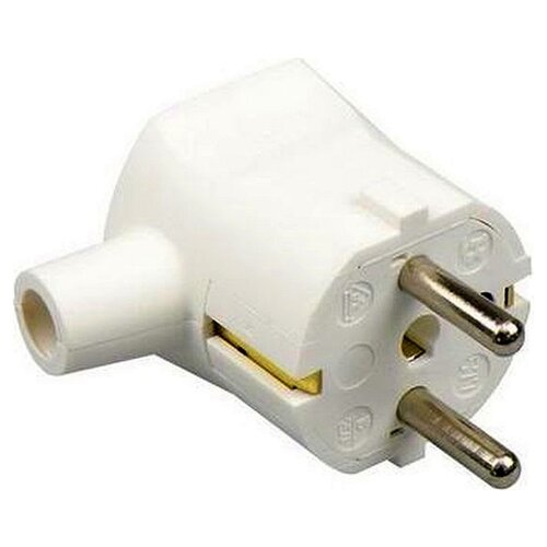 Angle plug white with grounding - self -mounting