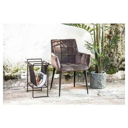 PTMD PTMD Flair Stoelen - 60,5 x 61,5 x 85,5 cm - Fluweel/Metaal - Grijs