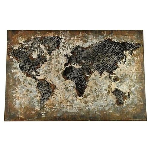 Non Branded Wall decoration - 3D - World map - 80x120cm - metal