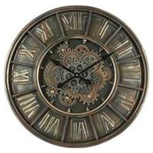 Countryfield Clock wall clock Industrial moving gears - Metal - Dark gray - Ø 80 cm