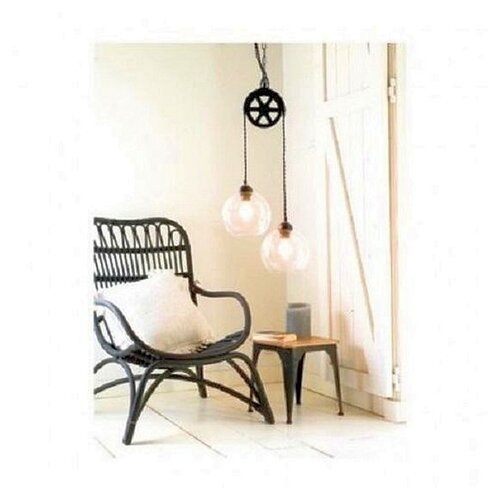 Glass hanging lamp from Lumineo with pulley, 77.5 cm