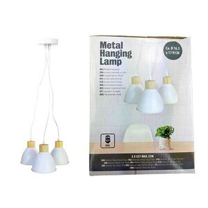 Lampe suspendue en métal avec trois abat-jour Blanc