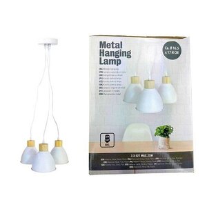 Metalowa lampa wisząca z trzema kloszami | Biała Metalowa lampa wisząca z trzema kloszami | Biała