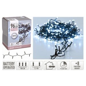 Iluminación LED con temporizador | 96 LED | 7 metros | Luz blanca | 8 configuraciones