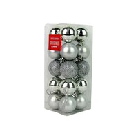 Kerstballen Zilver ⌀4 cm - Mat & Glimmend - 20 Kerstballen