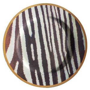 Decoration plate with zebra motif beau - white / black - plastic - Ø 33 cm