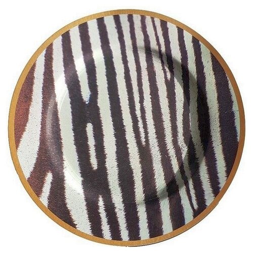 Decoratie bord met zebra motief BEAU - Wit / Zwart - Kunststof - Ø 33 cm