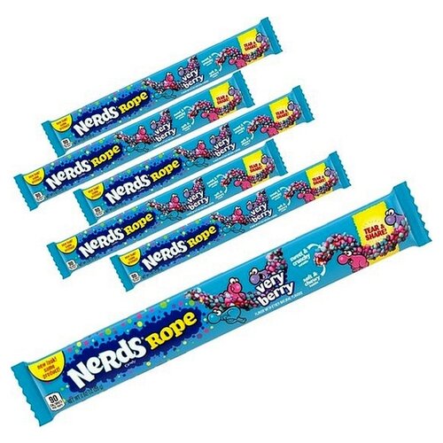 6x Wonka Very Berry Nerds Rope 26 gram - Voordeelverpakking Snoepgoed