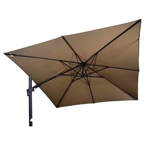 Lesliliving Parasol ogrodowy VirgoFlex Taupe 300 x 300 cm z wysięgnikiem – w zestawie solidna podstawa