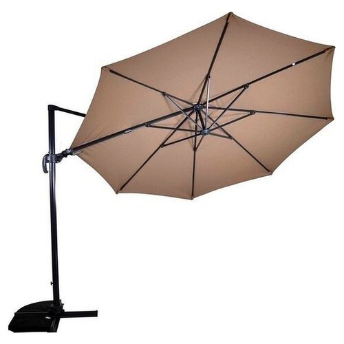 Lesliliving Parasol flottant Virgoflex Taupe Ø350 cm - y compris le pied de parasol lourd