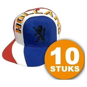 Oranje Feestpet | 10 stuks Pet "Holland" | Feestkleding EK/WK Voetbal | Rood-Wit-Blauw | Oranje Versiering Versierpakket Nederlands Elftal Oranjepakket