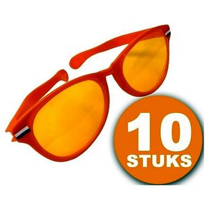 Lunettes de fête orange | 10 morceaux de lunettes orange "Megabril" | Vêtements de fête WK Voetbal 2022 | Paquet décoratif décoration orange