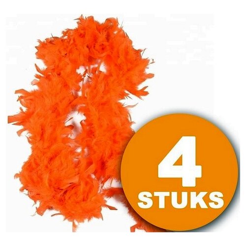 Orange Partykleidung | 4 Stück Orangenboa 180 cm | Partykleidung WM 2022 | Orange Dekoration Dekorationspaket Niederländische Nationalmannschaft Orange Paket