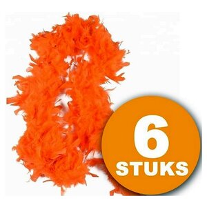 Oranje Feestkleding | 6 stuks Oranje Boa 180 cm | Feestkleding EK/WK Voetbal | Oranje Versiering Versierpakket Nederlands Elftal Oranjepakket