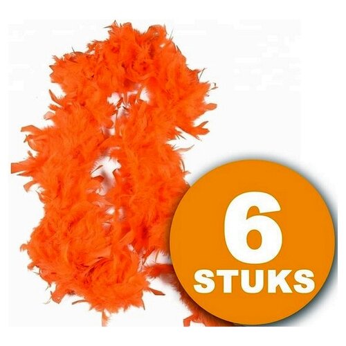 Orange Partykleidung | 6 Stück Orangenboa 180 cm | Partykleidung WM 2022 | Orange Dekoration Dekorationspaket Niederländische Nationalmannschaft Orange Paket
