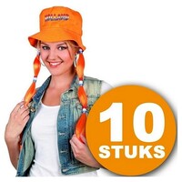 Oranje Feesthoed | 10 stuks Oranje Hoed met Vlechten | Feestkleding EK/WK Voetbal