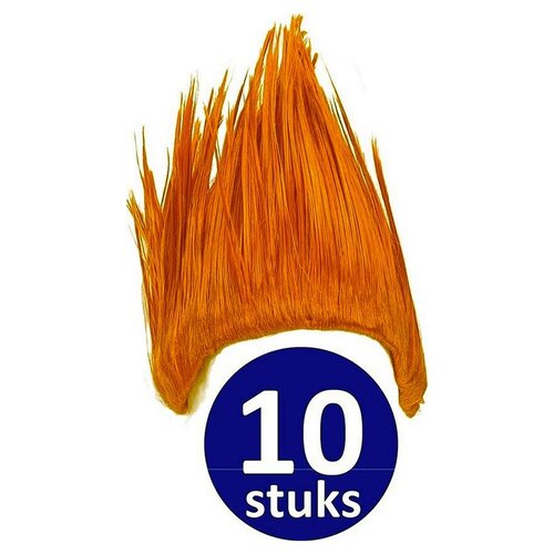 Orange Wig | 10 pieces orange party wig "punk" | Party supplies Orange Headpiece | Party clothing WK ​​Voetbal 2022 | Orange decoration decorative package Dutch national team orange package