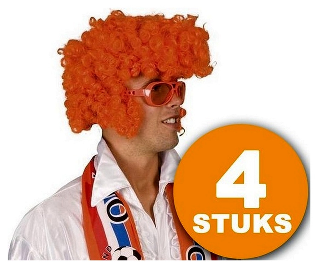 Perruque orange, 4 pièces Orange Party Wig Rock Star, Fournitures de  fête Orange Headpice, Vêtements de fête WK Voetbal 2022, Paquet décoratif  décoration orange