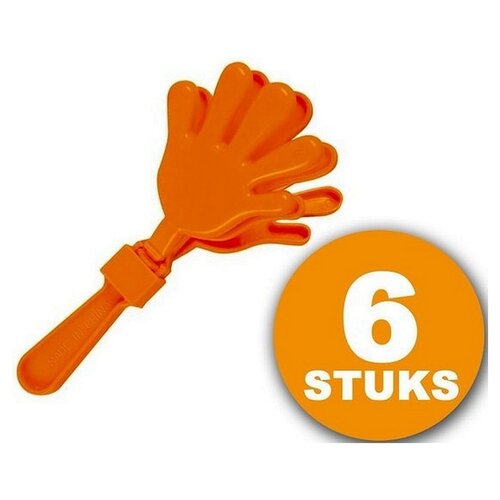 Oranje Feestartikel | 6 stuks Oranje Handjesklapper | Nederlands Elftal EK/WK Voetbal | Oranje Versiering Versierpakket Nederlands Elftal Oranjepakket