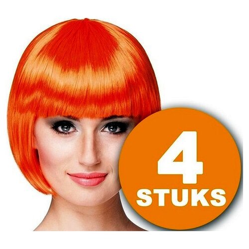 Orange Wig | 4 pieces orange party wig "cabaret" | Party supplies Orange Headpiece | Party clothing WK ​​Voetbal 2022 | Orange decoration decorative package Dutch national team orange package