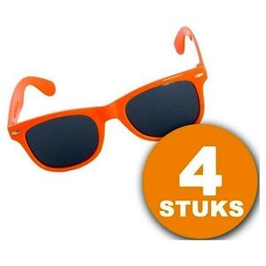 Holland Happiness Oranje Feestbril | 4 stuks Oranje Bril "Blues" | Feestkleding EK/WK Voetbal | Oranje Versiering Versierpakket Nederlands Elftal Oranjepakket