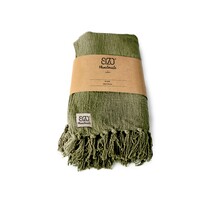 Sizo handgefertigte Plaid 130 x 170 cm - Olive