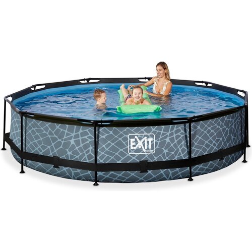 Exit Toys Swimming pool Ø360 cm - Height 76 cm with filter pump - Gray with blue