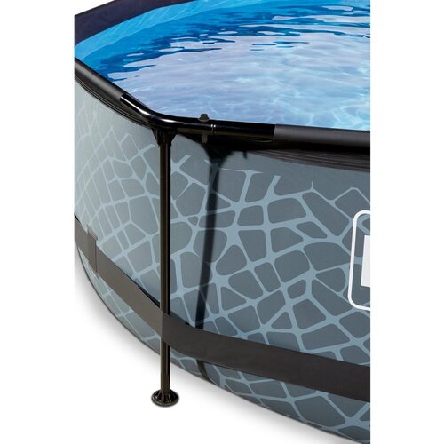 Ausgangsspielzeug Schwimmbad Ø360 cm - Höhe 76 cm mit Filterpumpe - grau mit blau