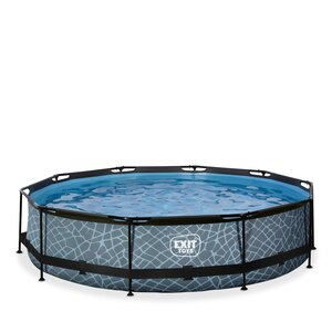 Ausgangsspielzeug Schwimmbad Ø360 cm - Höhe 76 cm mit Filterpumpe - grau mit blau