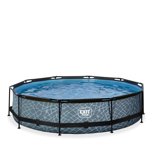 Jouets de sortie piscine Ø360 cm - hauteur 76 cm avec pompe filtrante - gris avec bleu