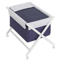 Berceau interbaby Junior 90 x 72 cm Bois / coton blanc / marine 4 pièces