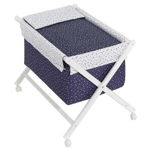 Interbaby Berceau interbaby Junior 90 x 72 cm Bois / coton blanc / marine 4 pièces