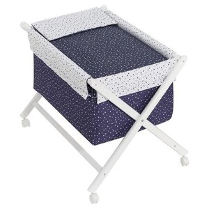 Interbaby Cuna Interbaby Junior 90 x 72 cm Madera/Algodón Blanco/Azul Marino 4 piezas