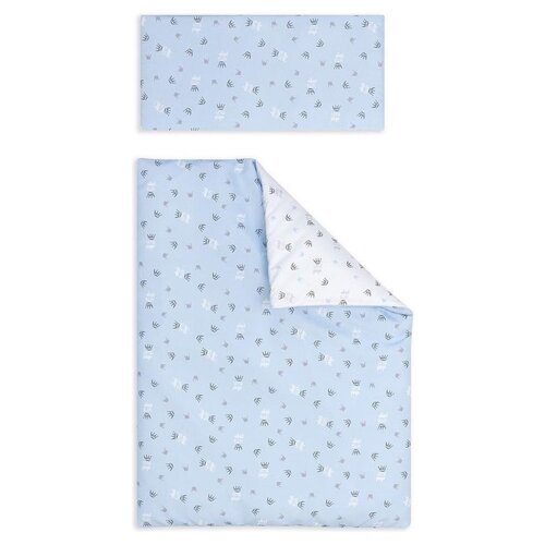Interbaby Interbaby Duvet cover crowns 60 x 120 cm cotton light blue/white