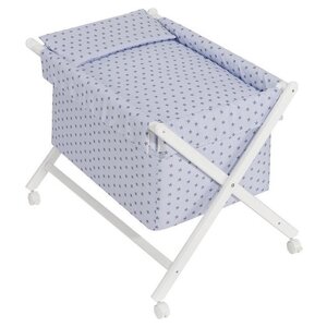 Interbaby Berceau interbaby Star Junior 90 x 72 cm Bois / coton bleu / blanc